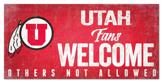 Utah Utes Fans Welcome 6" x 12" Sign by Fan Creations