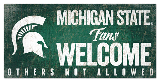 Michigan State Spartans Fans Welcome 6" x 12" Sign by Fan Creations