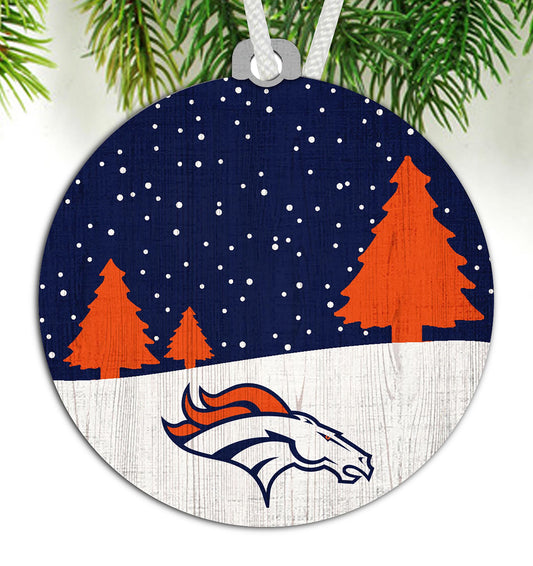 Denver Broncos Snow Scene Ornament by Fan Creations