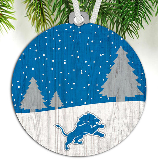 Detroit Lions Snow Scene Ornament by Fan Creations