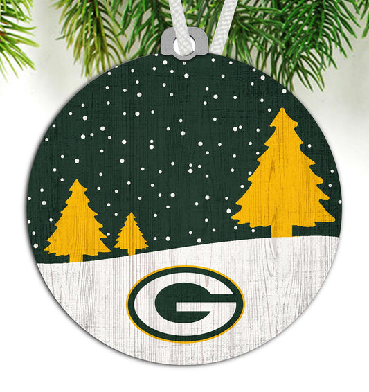 Green Bay Packers Snow Scene Ornament by Fan Creations