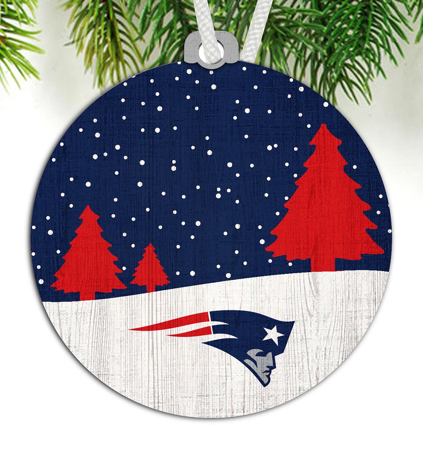 New England Patriots Snow Scene Ornament by Fan Creations