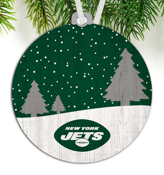 New York Jets Snow Scene Ornament by Fan Creations