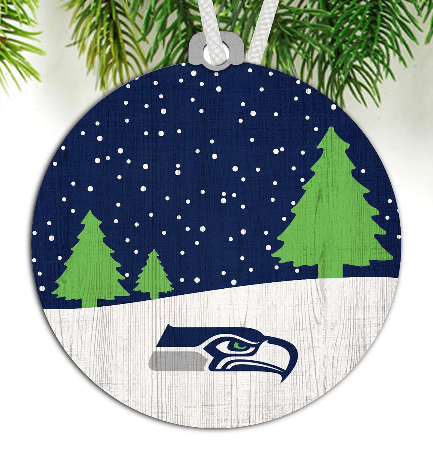 Seattle Seahawks Snow Scene Ornament by Fan Creations