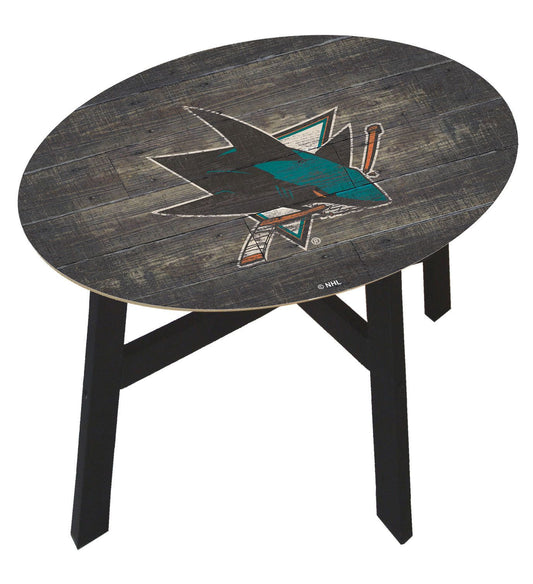 San Jose Sharks Distressed Wood Side Table by Fan Creations