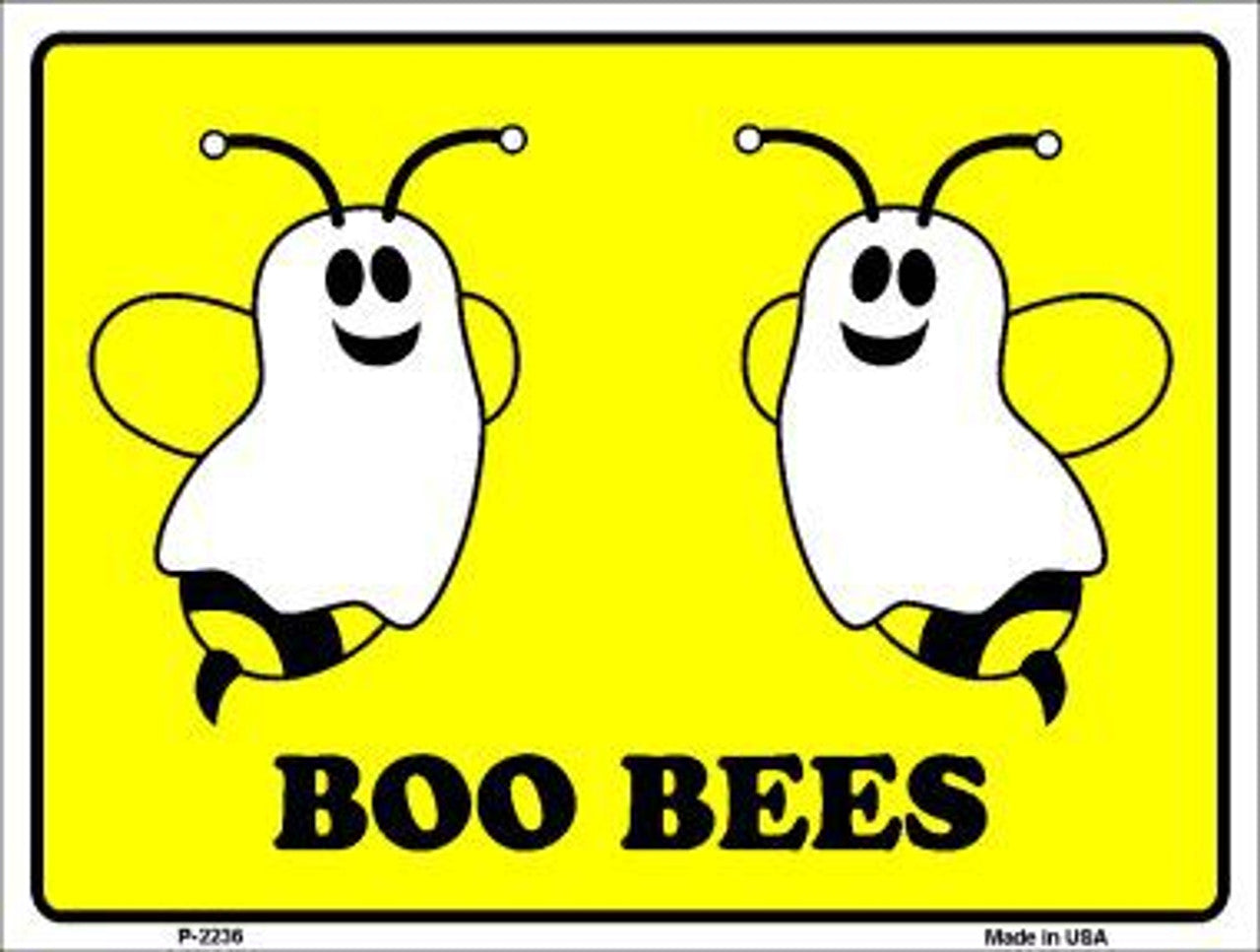 "Boo Bees" 9" x 12" Aluminum Metal Halloween Parking Sign - Brand New, Weather Resistant, High-Quality Aluminum, Predrilled Holes, Made in USA.