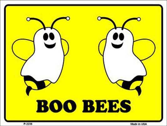 "Boo Bees" 9" x 12" Aluminum Metal Halloween Parking Sign - Brand New, Weather Resistant, High-Quality Aluminum, Predrilled Holes, Made in USA.