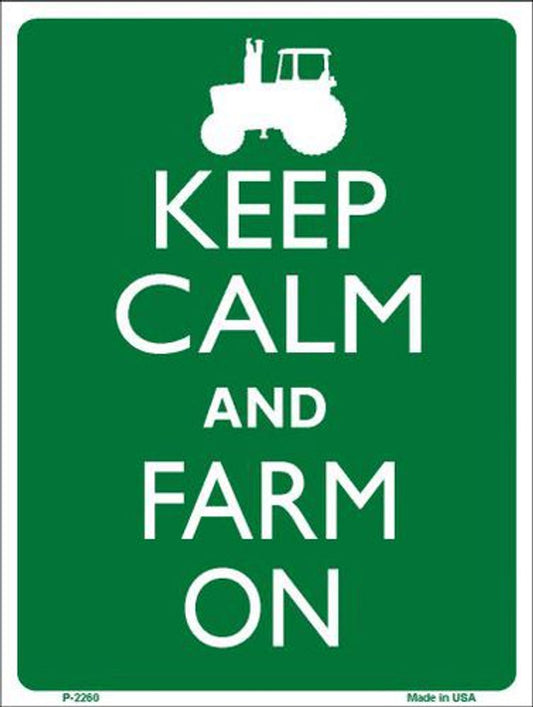 Keep Calm Farm On 9" x 12" Aluminum Metal Parking Sign P-2260