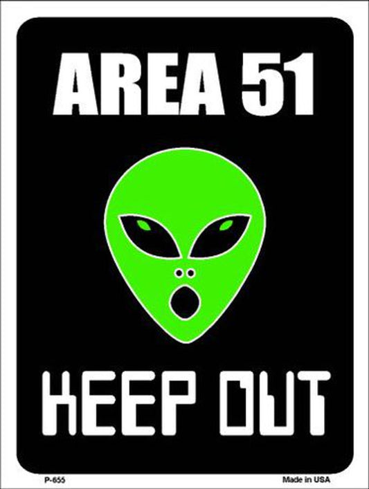 Area 51 Keep Out 9" x 12" Aluminum Metal Parking Sign P-655