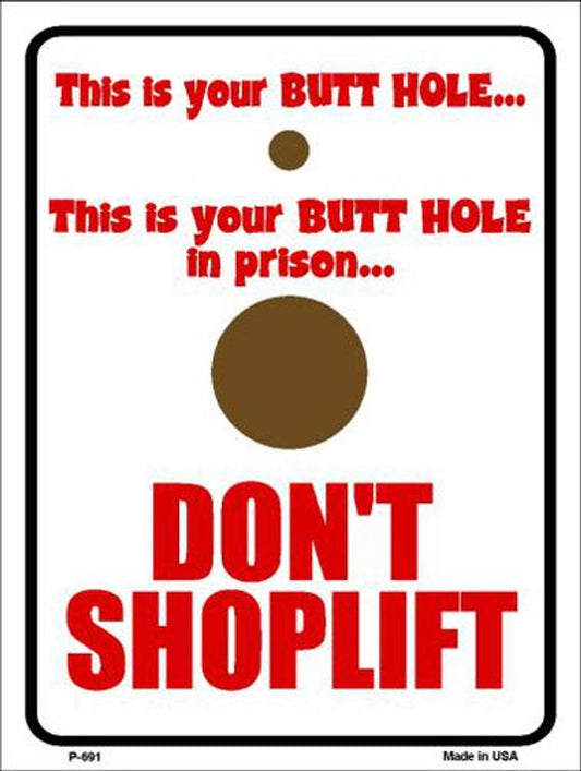 "Do Not Shoplift" Sign - 9" x 12", Weather Resistant, High-Quality Aluminum, Pre-drilled Holes, Made in USA. Brand New and easy to mount.