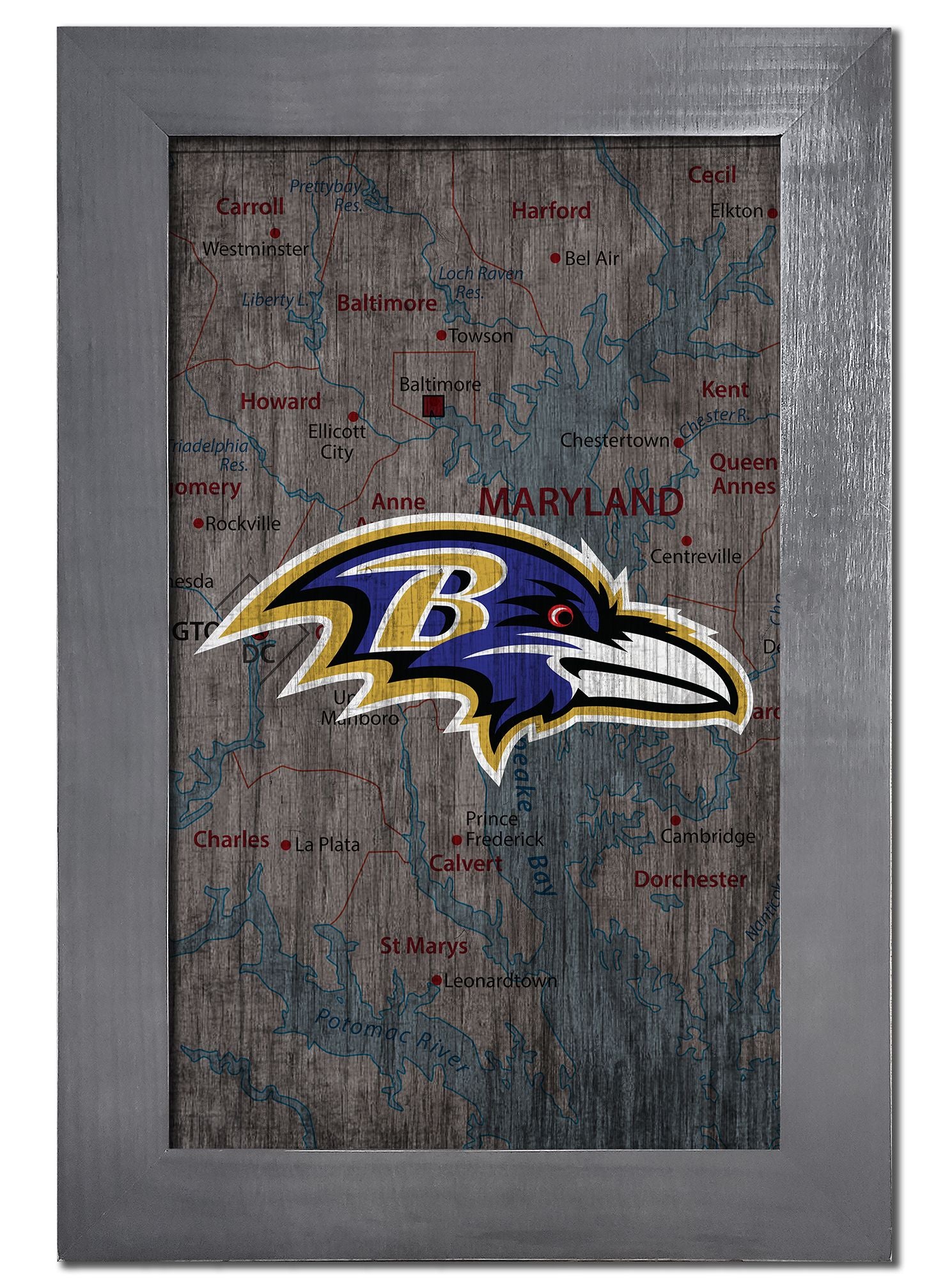 Baltimore Ravens Framed City Map: 11"x19", team graphics on MDF, officially licensed, made in the USA by Fan Creations.