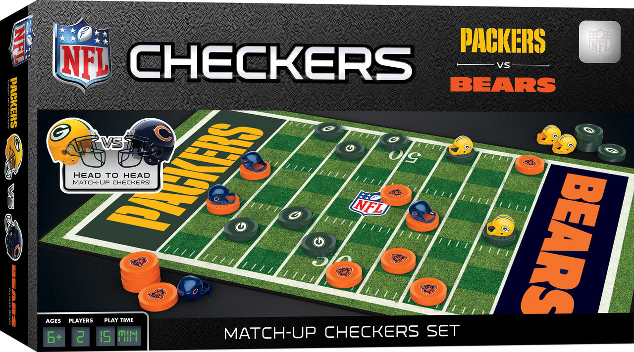 Green Bay Packers vs Chicago Bears Rivalry Checkers Board Game by Masterpieces