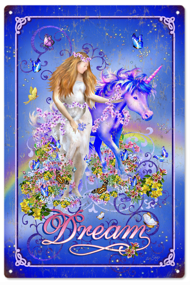 Fairy And Unicorn Dream 12" x 18" Aluminum Metal Sign RG1000
