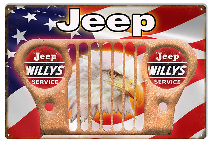 Jeep Willys Service Reproduction Garage Art 12" x 18" Metal Aluminum Sign - RG10001