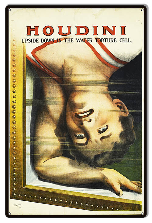Houdini Torture Cell Wall Art Reproduction Magician 12" x 18" Aluminum Metal Sign - RG10031