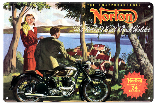 Norton British Motorcycle 12" x 18" Aluminum Metal Sign RG104B