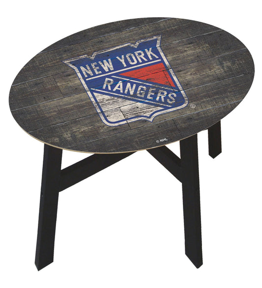 New York Rangers Distressed Wood Side Table by Fan Creations