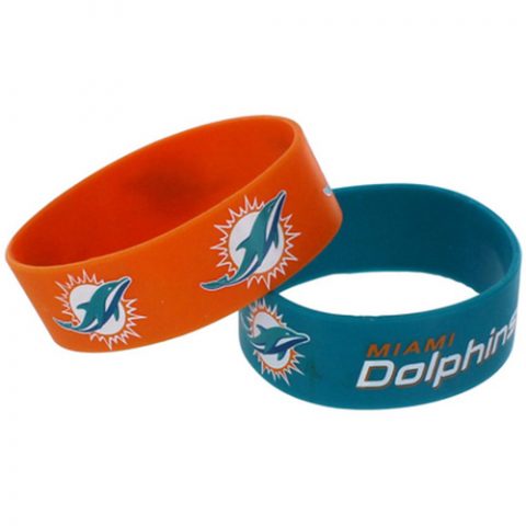 Miami Dolphins Pack of 2 Silicone Bracelet by Aminco