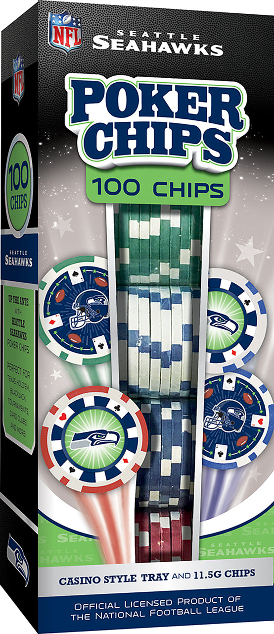 Seattle Seahawks Poker Chips 100 Piece Set by Masterpieces