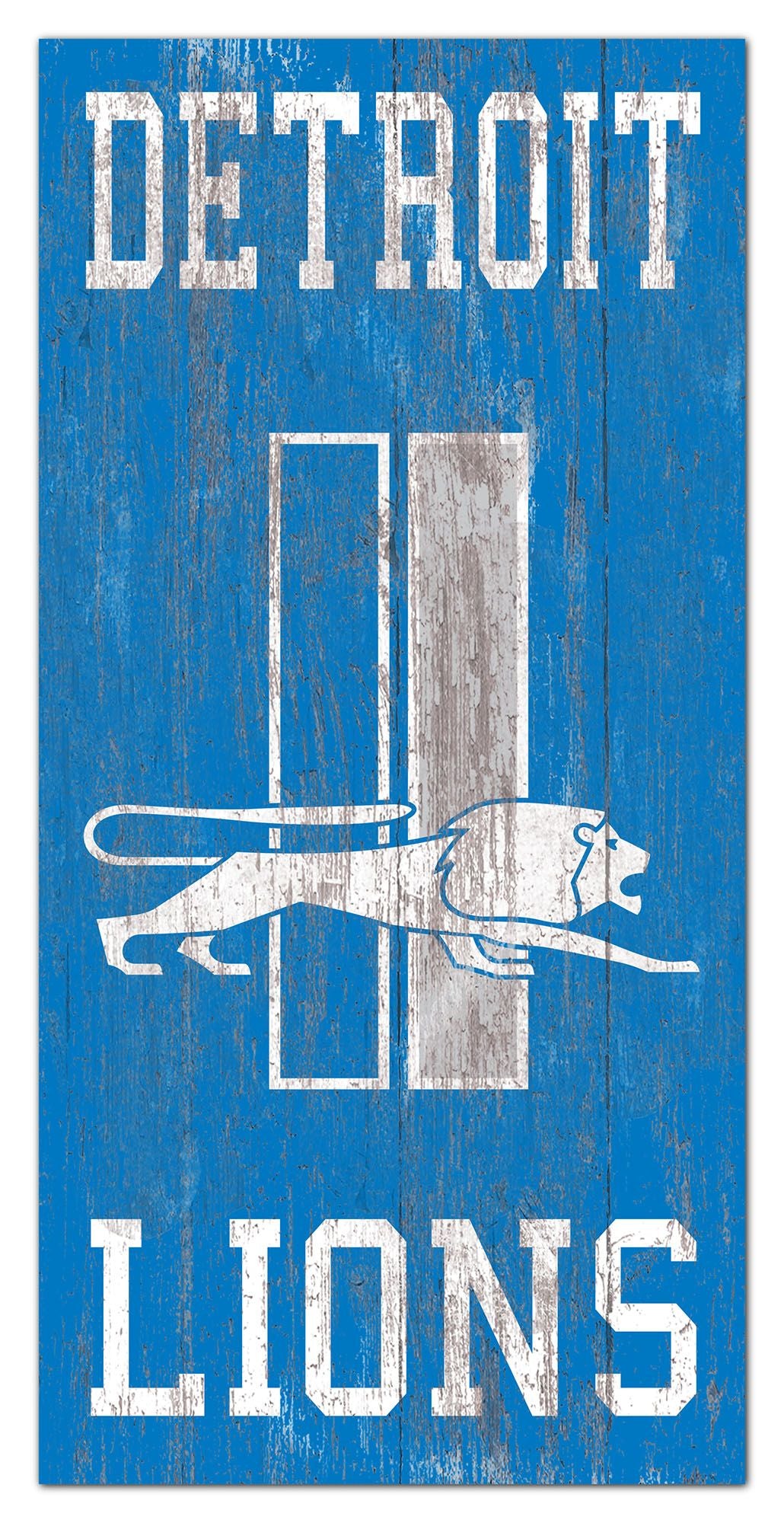 Detroit Lions Heritage Logo w/ Team Name 6" x 12" Distressed Sign by Fan Creations