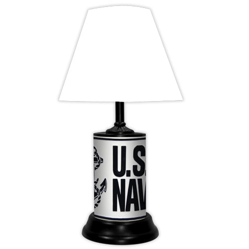 United States Navy "White & Black" Tabletop lamp with black base and white shade.
