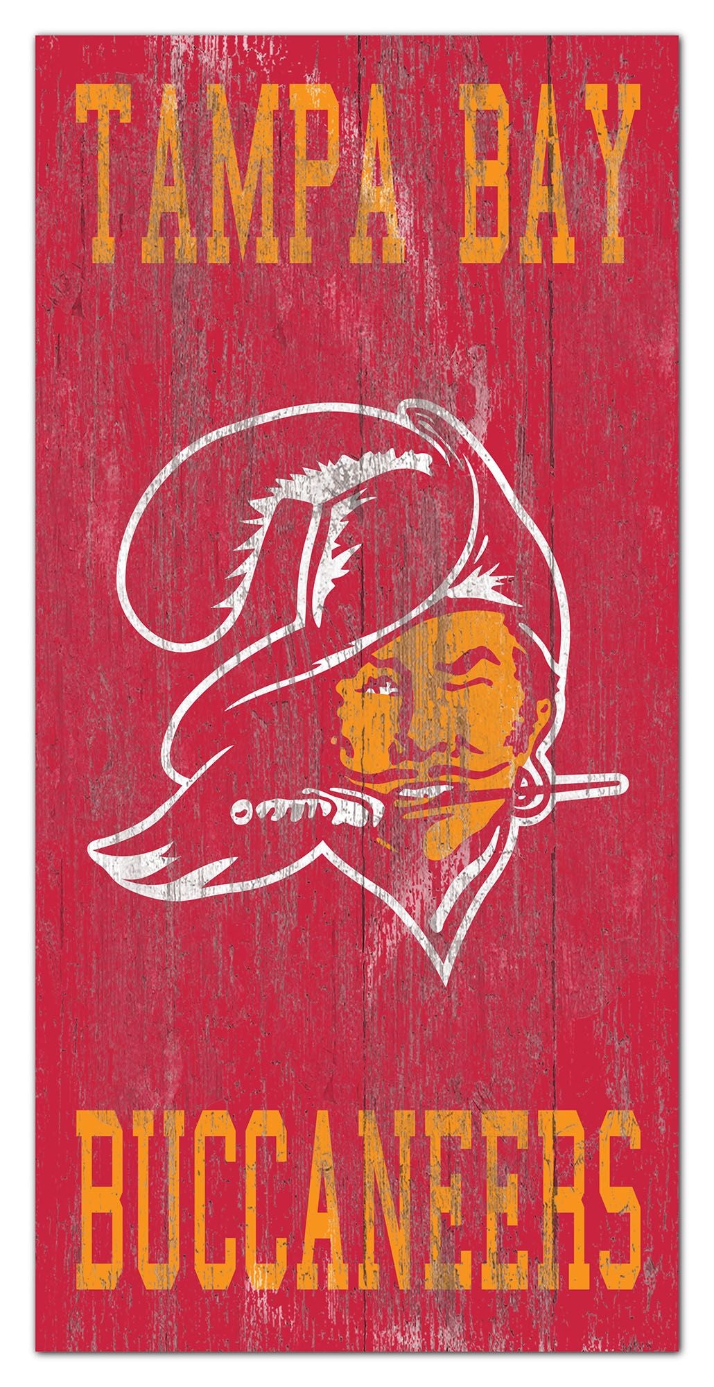 Tampa Bay Buccaneers Heritage Logo w/ Team Name 6" x 12" Distressed Sign by Fan Creations