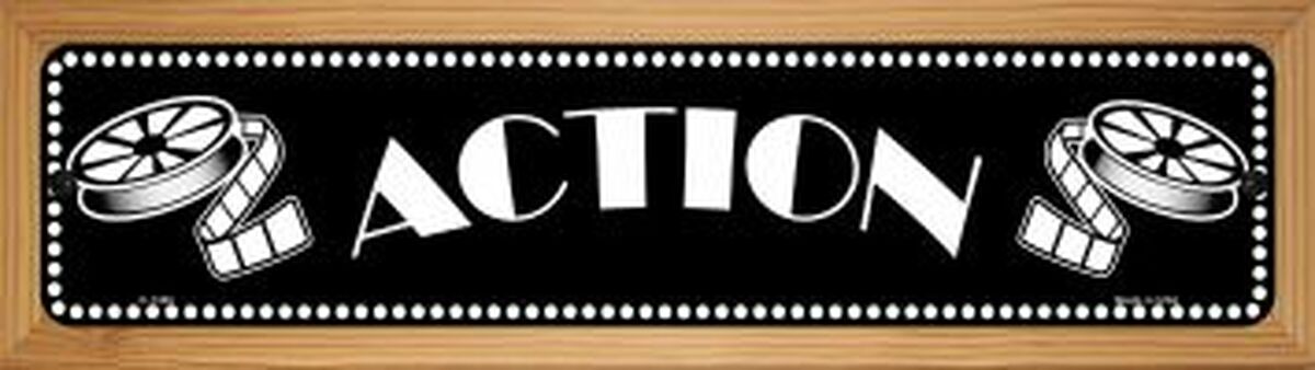 Action Home Theater 4" x 18" Novelty Wood Mounted Metal Street Sign WB-K-1380