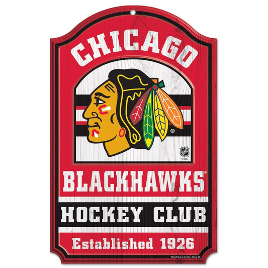 Chicago Blackhawks 11" x 17" Fan Cave Wood Sign by Wincraft