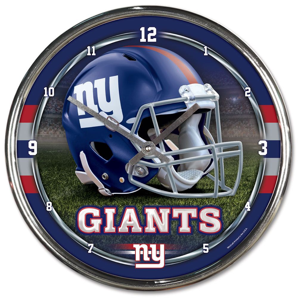 New York Giants 12" Round Wall Chrome Clock by Wincraft