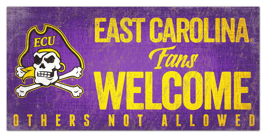 East Carolina Pirates Fans Welcome 6" x 12" Sign by Fan Creations