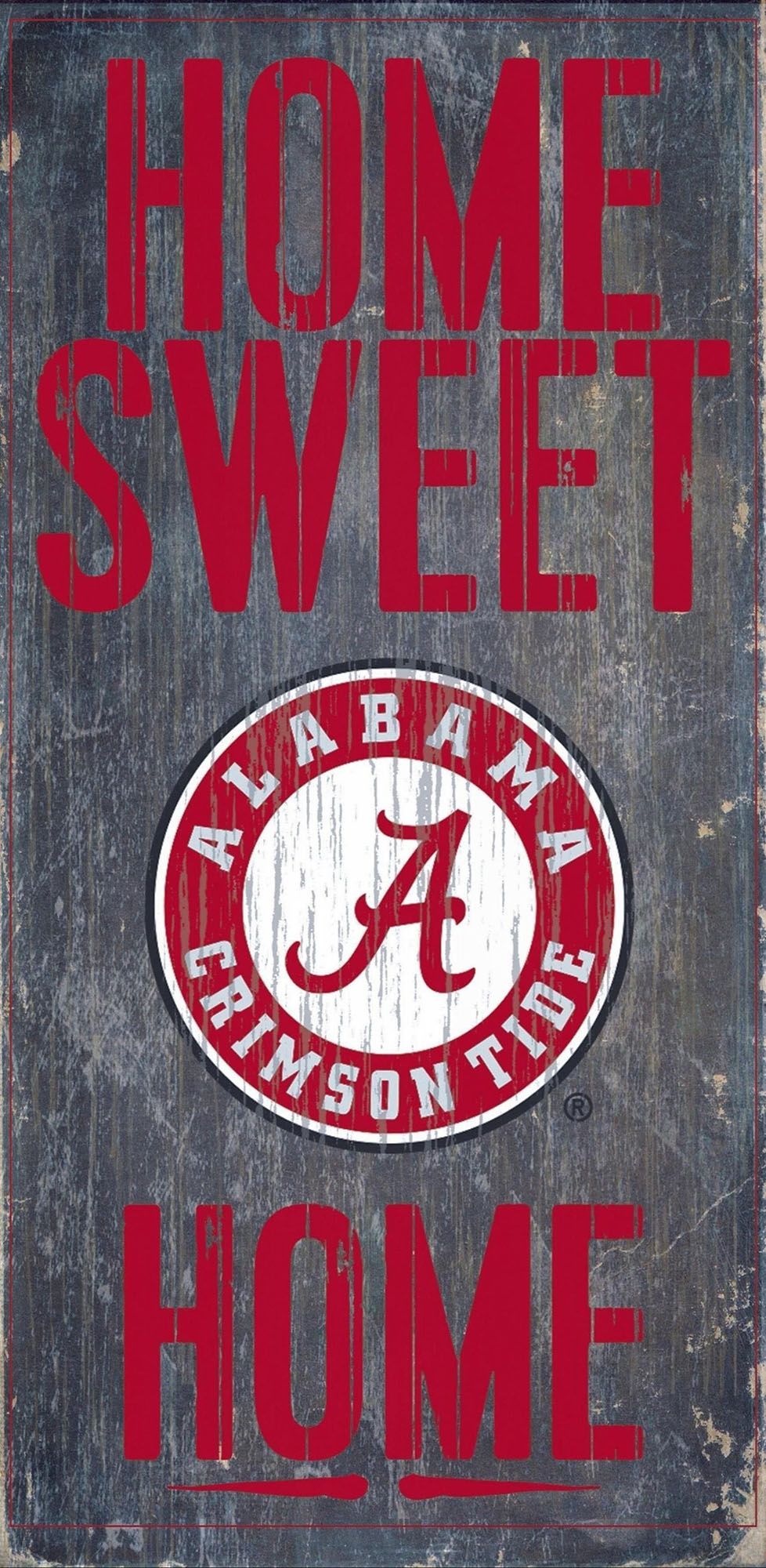 Alabama Crimson Tide Home Sweet Home sign, 6"x12". Distressed MDF mimics rustic wood. Indoor use only. Officially licensed by Fan Creations.