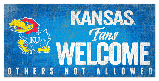 Kansas Jayhawks Fans Welcome 6" x 12" Sign by Fan Creations