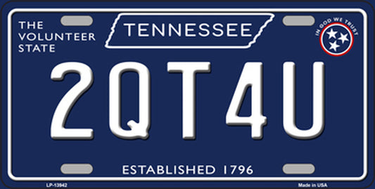 2QT4U Tennessee Blue 6" x 12" Novelty Metal License Plate Tag - LP-13942