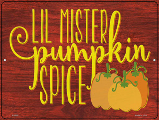 Lil Mister Pumkin Spice Autumn 9" x 12" Aluminum Metal Parking Sign P-3950