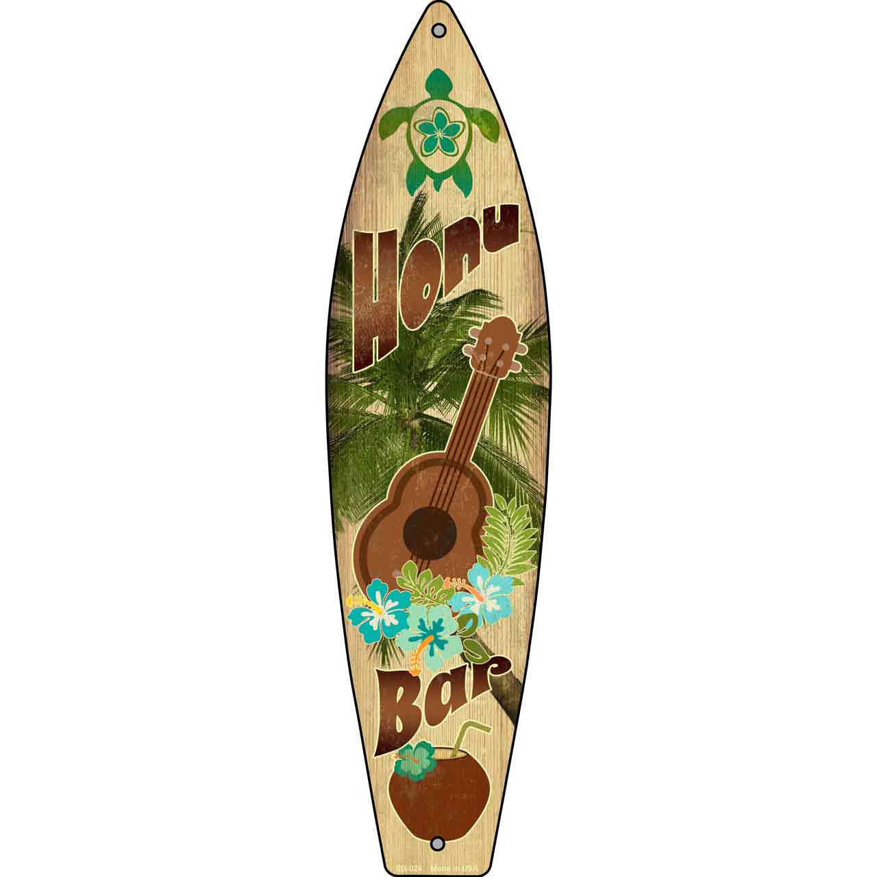 Honu Bar 17" x 4.5" Metal Novelty Surfboard Sign SB-024