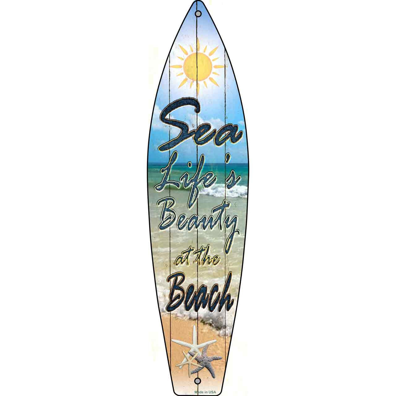 Sea Life 17" x 4.5" Metal Novelty Surfboard Sign SB-035