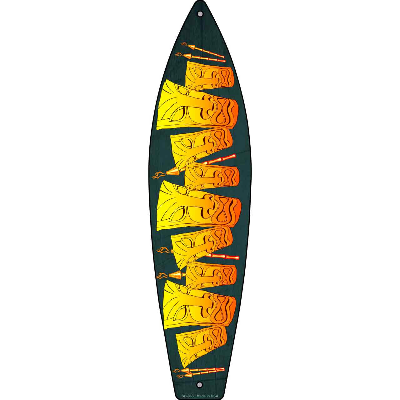 Tiki 17" x 4.5" Metal Novelty Surfboard Sign SB-063