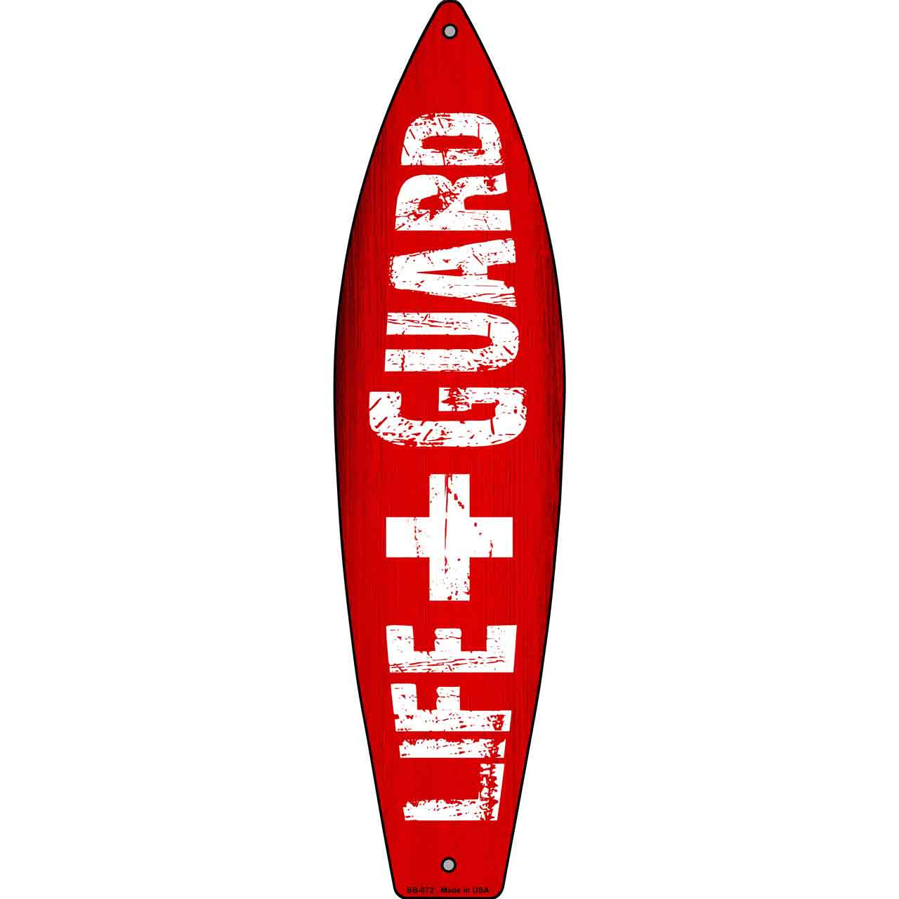 Life Guard Board 17" x 4.5" Metal Novelty Surfboard Sign SB-072