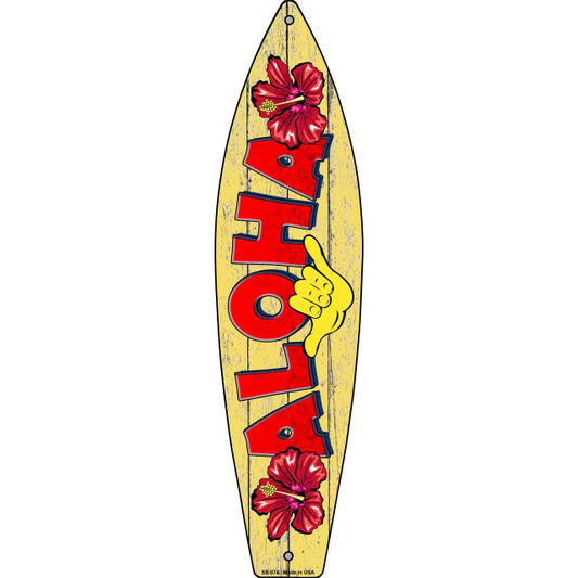 Aloha 17" x 4.5" Metal Novelty Surfboard Sign SB-074