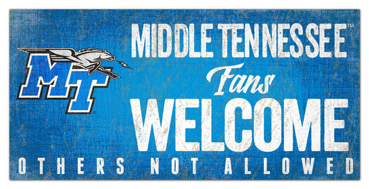 Middle Tennessee Blue Raiders Fans Welcome 6" x 12" Sign by Fan Creations
