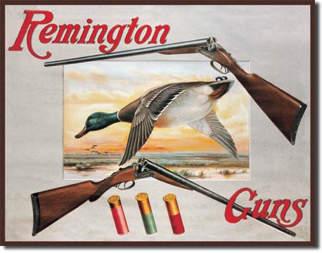 Remington Shotguns and Duck 16" x 12.5" Metal Tin Sign - 1002
