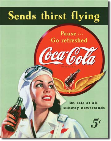 COKE Sends Thirst Flying -12.5" x 16" Metal Tin Sign - 1045