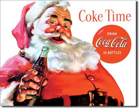 COKE Santa - COKE Time-12.5" x 16" Metal Tin Sign - 1046