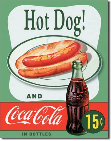 COKE Hot Dog -12.5" x 16" Metal Tin Sign - 1048