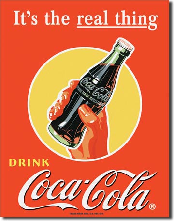 COKE Real Thing - Bottle-12.5" x 16" Metal Tin Sign - 1053