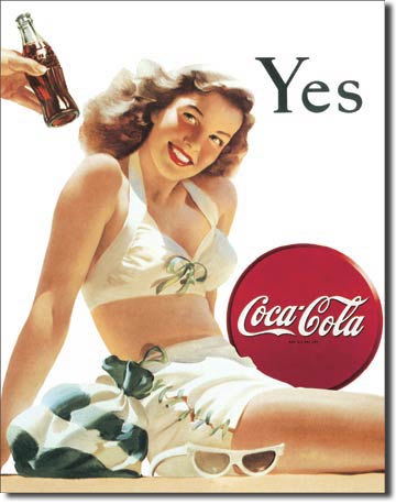 COKE - White Bathing Suit -12.5" x 16" Metal Tin Sign - 1056