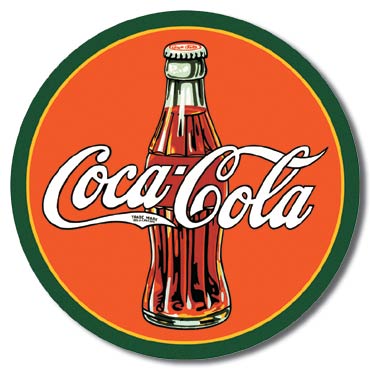 COKE - Round 30's Bottle & Logo 11.75" Metal Tin Sign - 1069