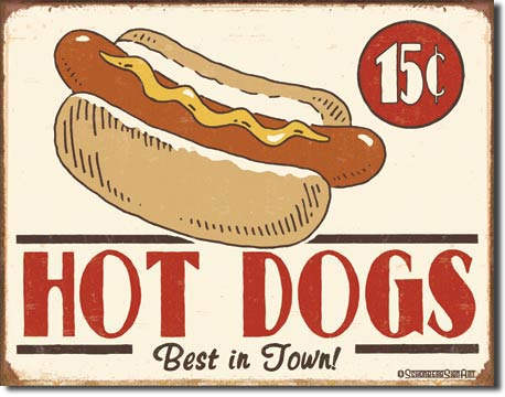 Schonberg - Hot Dog 16" x 12.5" Metal Tin Sign - 1172