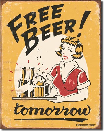 Moore - Free Beer 12.5" x 16" Metal Tin Sign - 1290