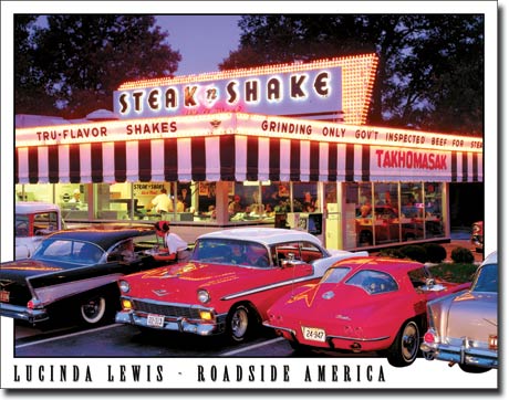 Lewis - Steak n Shake 16" x 12.5" Metal Tin Sign - 1478